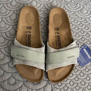 Birkenstock Oita suede and unbuckle leather sandals in sz 38
